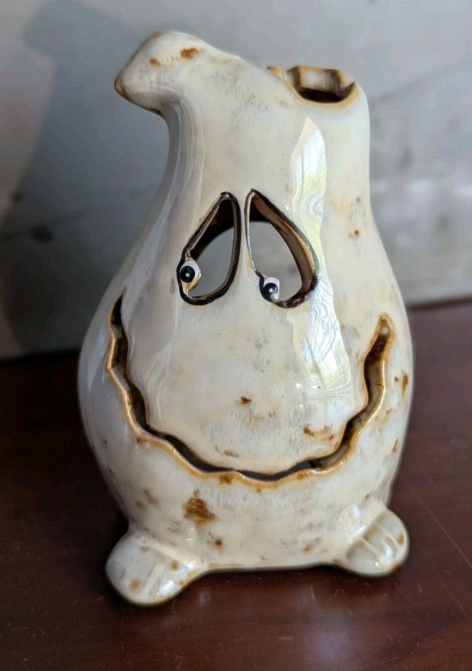 Halloween Ghost Ceramic Tea Light Candle Holder Stoneware Glazed Pottery Figure